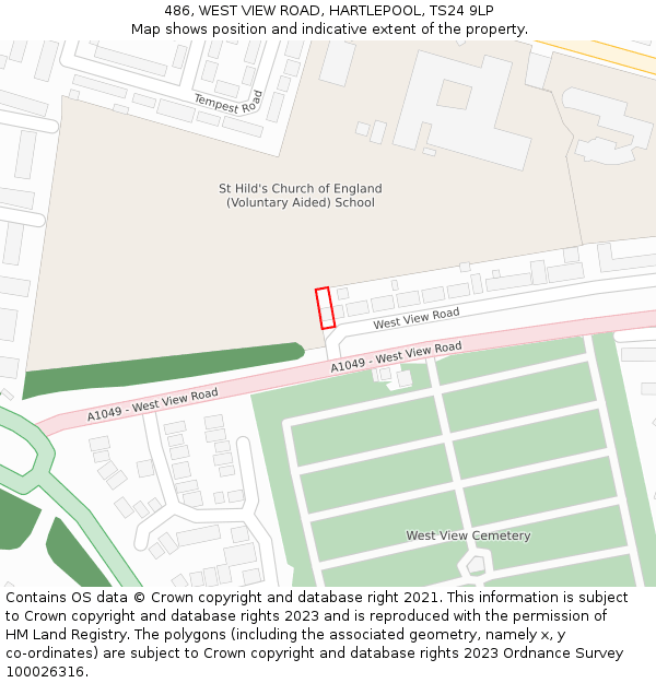 486, WEST VIEW ROAD, HARTLEPOOL, TS24 9LP: Location map and indicative extent of plot