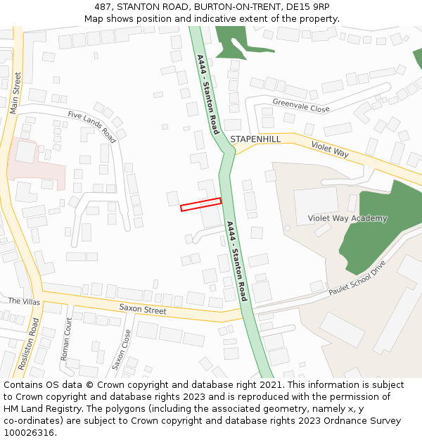 487, STANTON ROAD, BURTON-ON-TRENT, DE15 9RP: Location map and indicative extent of plot