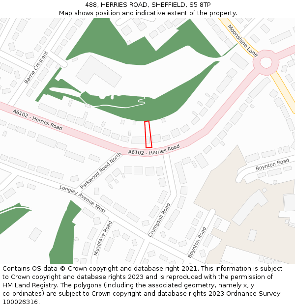 488, HERRIES ROAD, SHEFFIELD, S5 8TP: Location map and indicative extent of plot