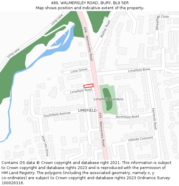 489, WALMERSLEY ROAD, BURY, BL9 5ER: Location map and indicative extent of plot