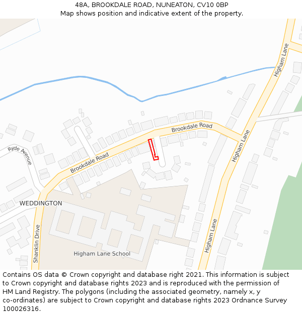 48A, BROOKDALE ROAD, NUNEATON, CV10 0BP: Location map and indicative extent of plot