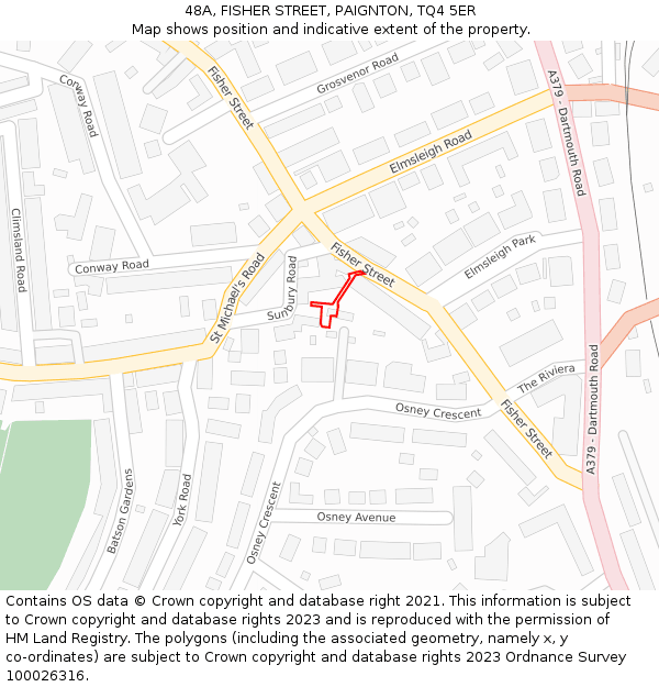 48A, FISHER STREET, PAIGNTON, TQ4 5ER: Location map and indicative extent of plot