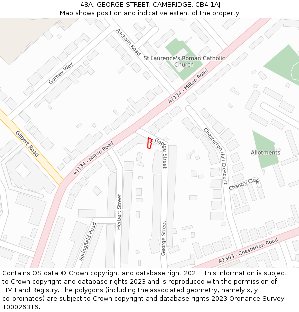 48A, GEORGE STREET, CAMBRIDGE, CB4 1AJ: Location map and indicative extent of plot