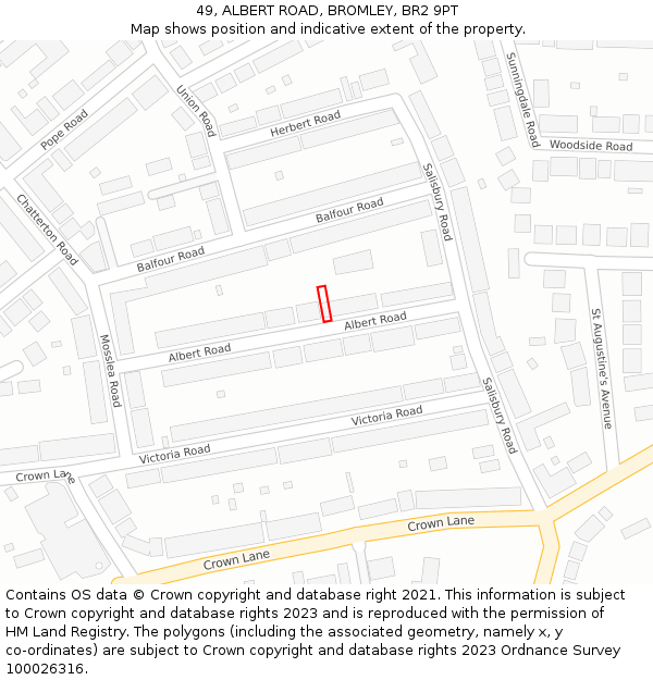49, ALBERT ROAD, BROMLEY, BR2 9PT: Location map and indicative extent of plot