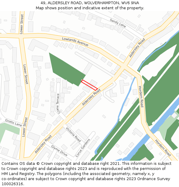 49, ALDERSLEY ROAD, WOLVERHAMPTON, WV6 9NA: Location map and indicative extent of plot