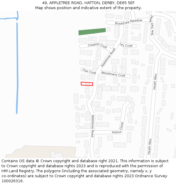 49, APPLETREE ROAD, HATTON, DERBY, DE65 5EF: Location map and indicative extent of plot