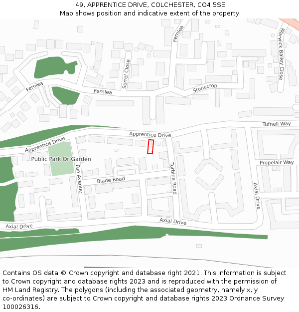49, APPRENTICE DRIVE, COLCHESTER, CO4 5SE: Location map and indicative extent of plot
