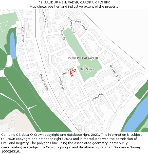 49, ARUDUR HEN, RADYR, CARDIFF, CF15 8FX: Location map and indicative extent of plot