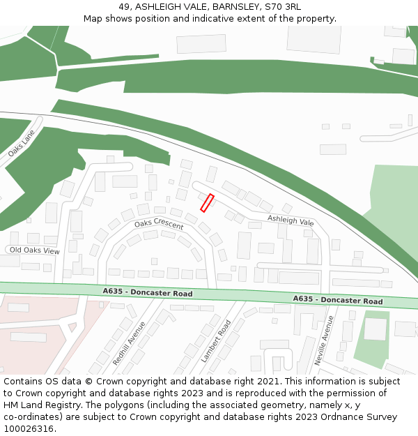 49, ASHLEIGH VALE, BARNSLEY, S70 3RL: Location map and indicative extent of plot