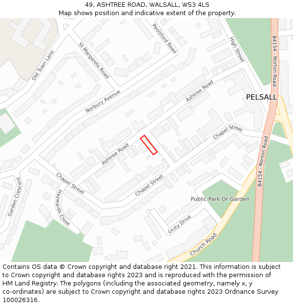49, ASHTREE ROAD, WALSALL, WS3 4LS: Location map and indicative extent of plot