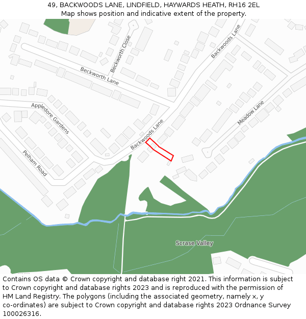 49, BACKWOODS LANE, LINDFIELD, HAYWARDS HEATH, RH16 2EL: Location map and indicative extent of plot