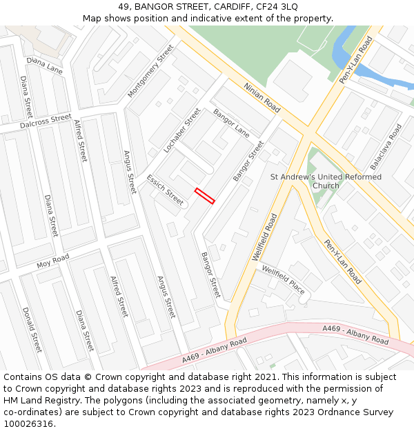 49, BANGOR STREET, CARDIFF, CF24 3LQ: Location map and indicative extent of plot