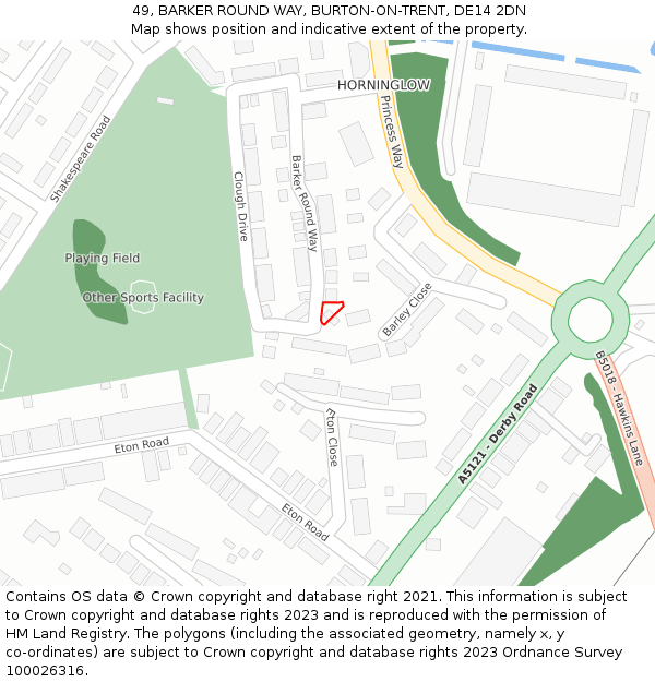 49, BARKER ROUND WAY, BURTON-ON-TRENT, DE14 2DN: Location map and indicative extent of plot