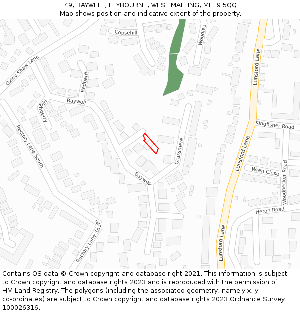 49, BAYWELL, LEYBOURNE, WEST MALLING, ME19 5QQ: Location map and indicative extent of plot