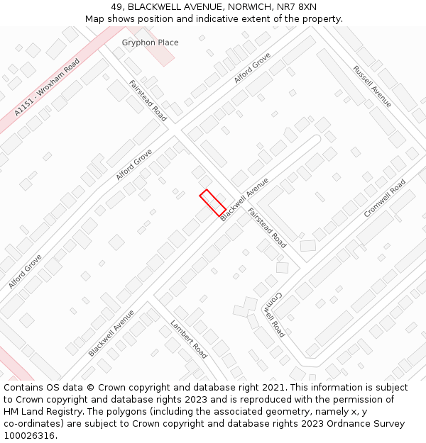 49, BLACKWELL AVENUE, NORWICH, NR7 8XN: Location map and indicative extent of plot
