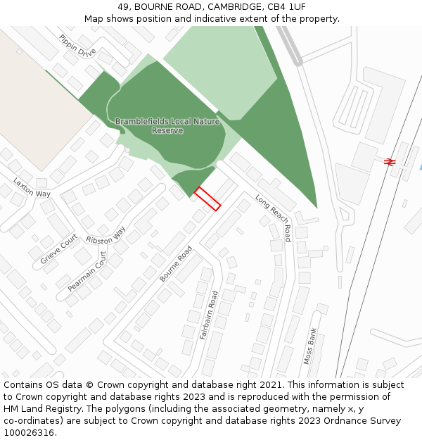 49, BOURNE ROAD, CAMBRIDGE, CB4 1UF: Location map and indicative extent of plot