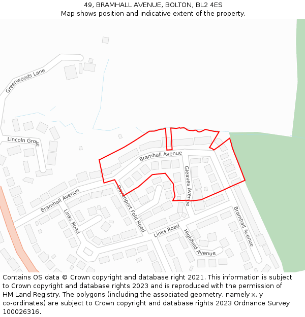49, BRAMHALL AVENUE, BOLTON, BL2 4ES: Location map and indicative extent of plot