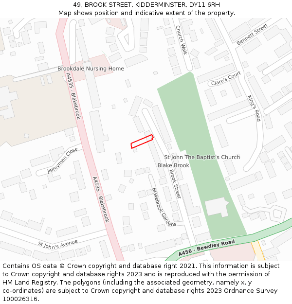 49, BROOK STREET, KIDDERMINSTER, DY11 6RH: Location map and indicative extent of plot