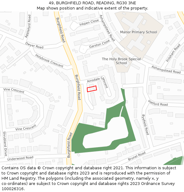 49, BURGHFIELD ROAD, READING, RG30 3NE: Location map and indicative extent of plot