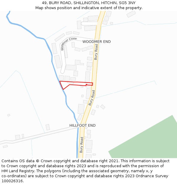 49, BURY ROAD, SHILLINGTON, HITCHIN, SG5 3NY: Location map and indicative extent of plot