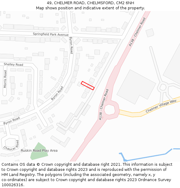 49, CHELMER ROAD, CHELMSFORD, CM2 6NH: Location map and indicative extent of plot