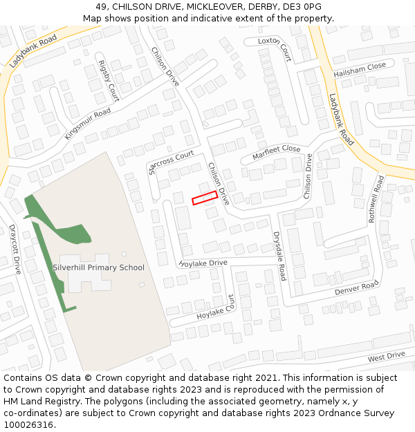 49, CHILSON DRIVE, MICKLEOVER, DERBY, DE3 0PG: Location map and indicative extent of plot
