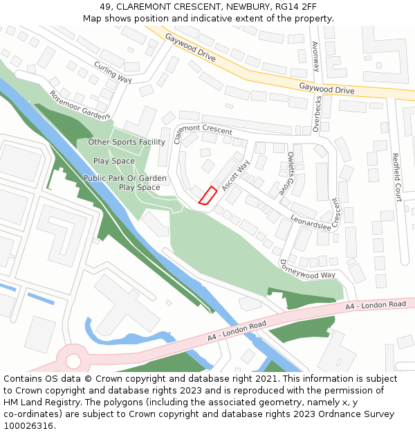 49, CLAREMONT CRESCENT, NEWBURY, RG14 2FF: Location map and indicative extent of plot