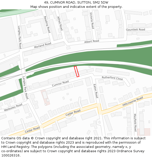 49, CUMNOR ROAD, SUTTON, SM2 5DW: Location map and indicative extent of plot
