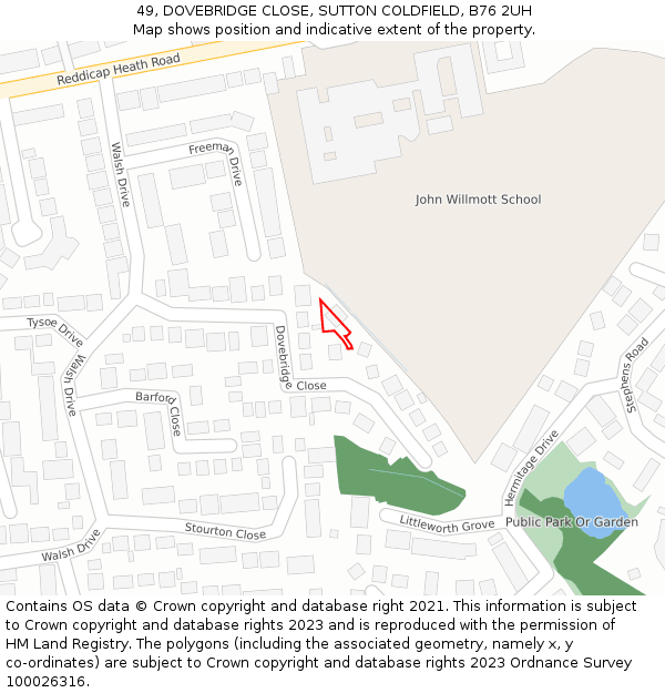 49, DOVEBRIDGE CLOSE, SUTTON COLDFIELD, B76 2UH: Location map and indicative extent of plot