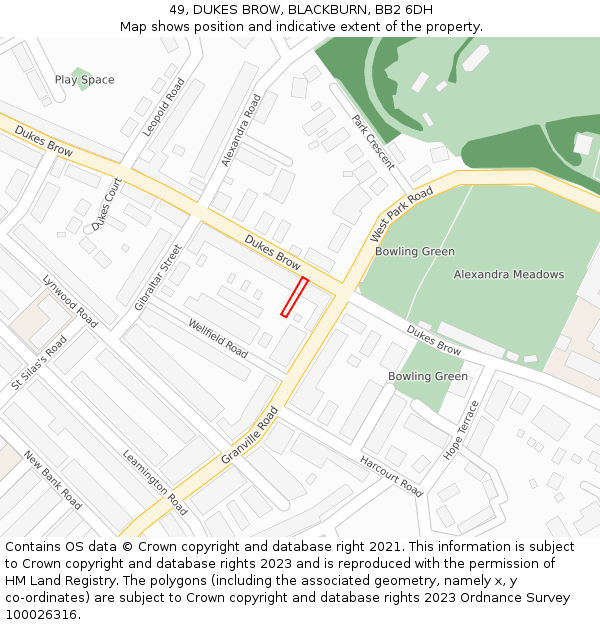 49, DUKES BROW, BLACKBURN, BB2 6DH: Location map and indicative extent of plot