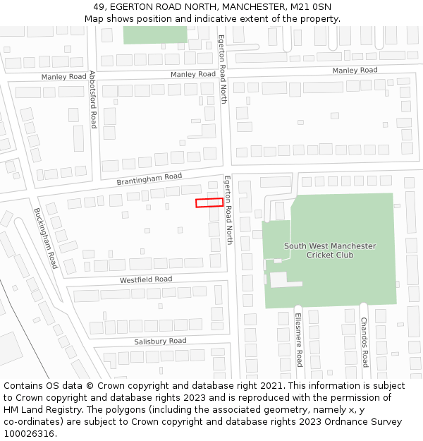 49, EGERTON ROAD NORTH, MANCHESTER, M21 0SN: Location map and indicative extent of plot