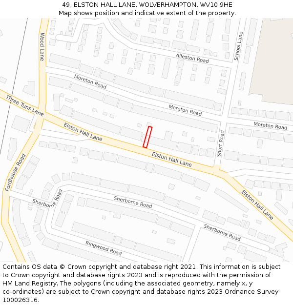 49, ELSTON HALL LANE, WOLVERHAMPTON, WV10 9HE: Location map and indicative extent of plot