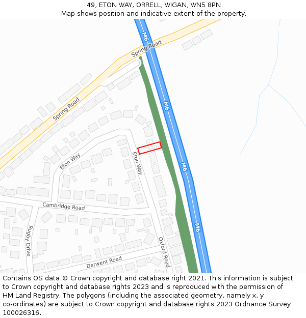 49, ETON WAY, ORRELL, WIGAN, WN5 8PN: Location map and indicative extent of plot