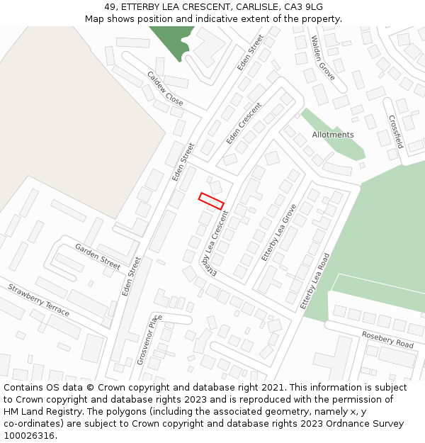49, ETTERBY LEA CRESCENT, CARLISLE, CA3 9LG: Location map and indicative extent of plot