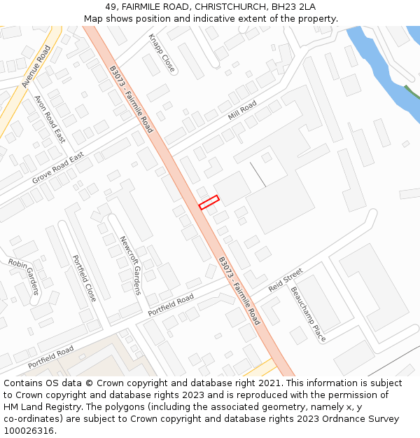 49, FAIRMILE ROAD, CHRISTCHURCH, BH23 2LA: Location map and indicative extent of plot