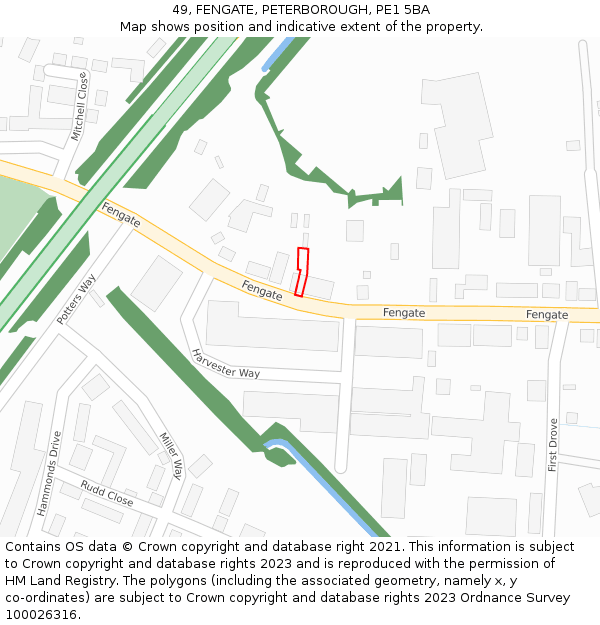 49, FENGATE, PETERBOROUGH, PE1 5BA: Location map and indicative extent of plot