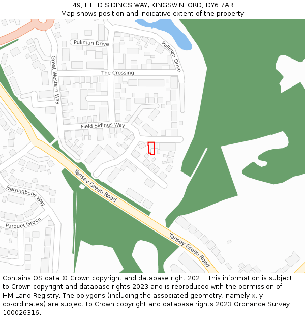 49, FIELD SIDINGS WAY, KINGSWINFORD, DY6 7AR: Location map and indicative extent of plot