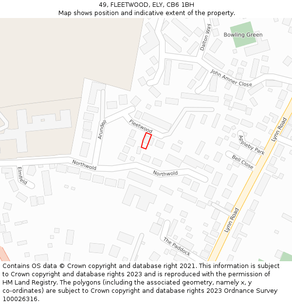 49, FLEETWOOD, ELY, CB6 1BH: Location map and indicative extent of plot