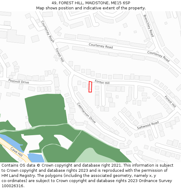 49, FOREST HILL, MAIDSTONE, ME15 6SP: Location map and indicative extent of plot