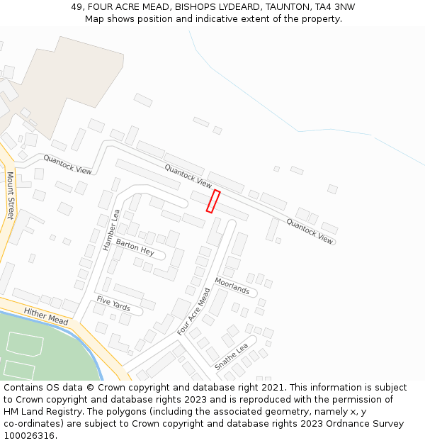 49, FOUR ACRE MEAD, BISHOPS LYDEARD, TAUNTON, TA4 3NW: Location map and indicative extent of plot