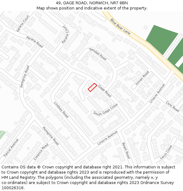 49, GAGE ROAD, NORWICH, NR7 8BN: Location map and indicative extent of plot