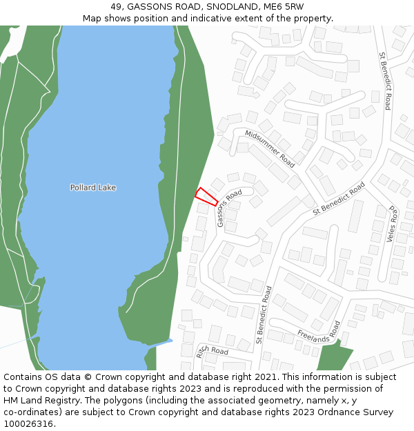 49, GASSONS ROAD, SNODLAND, ME6 5RW: Location map and indicative extent of plot