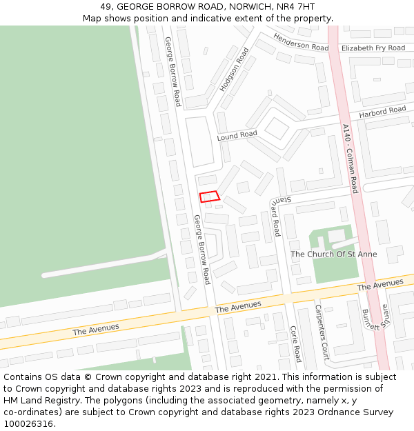 49, GEORGE BORROW ROAD, NORWICH, NR4 7HT: Location map and indicative extent of plot