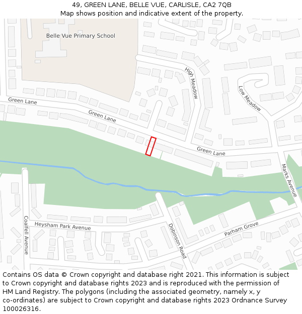 49, GREEN LANE, BELLE VUE, CARLISLE, CA2 7QB: Location map and indicative extent of plot