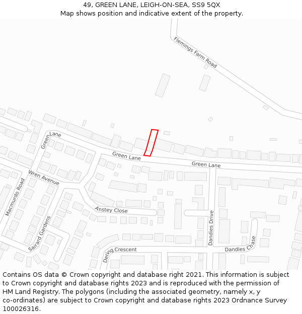 49, GREEN LANE, LEIGH-ON-SEA, SS9 5QX: Location map and indicative extent of plot