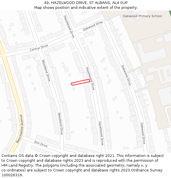 49, HAZELWOOD DRIVE, ST ALBANS, AL4 0UP: Location map and indicative extent of plot
