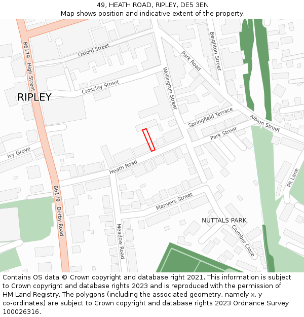 49, HEATH ROAD, RIPLEY, DE5 3EN: Location map and indicative extent of plot