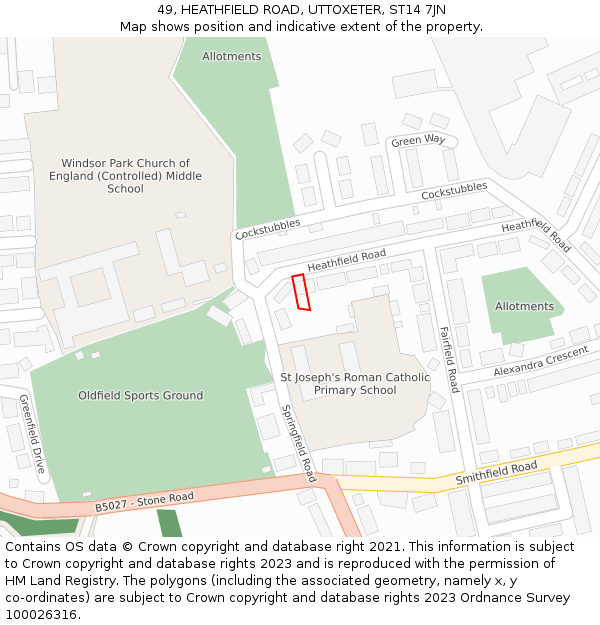 49, HEATHFIELD ROAD, UTTOXETER, ST14 7JN: Location map and indicative extent of plot