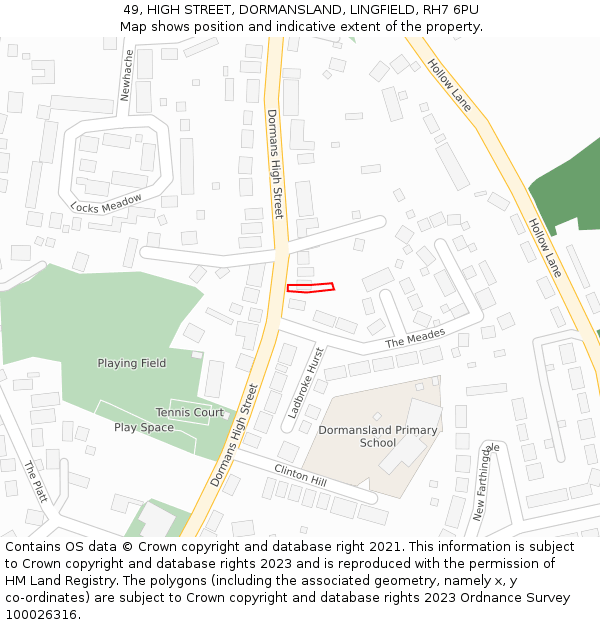 49, HIGH STREET, DORMANSLAND, LINGFIELD, RH7 6PU: Location map and indicative extent of plot