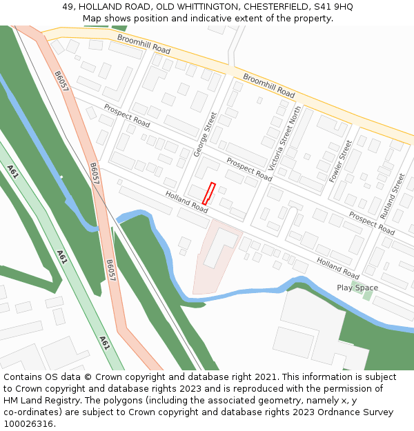 49, HOLLAND ROAD, OLD WHITTINGTON, CHESTERFIELD, S41 9HQ: Location map and indicative extent of plot